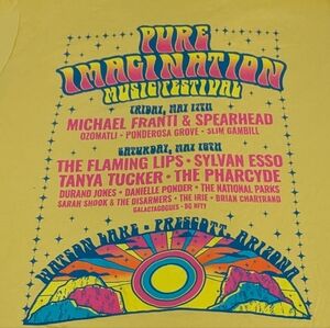 Pure Imagination Music Festival May 2024 Yellow Tee Line Up On Back Large